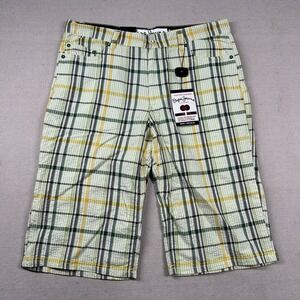 Pepe Jeans London Shorts Mens 34 Seersucker Plaid Hip Hop Street Long Baggy Y2K